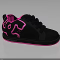 Stylish Black Casual Sneakers With Bright Pink Accents And Unique Design For Daily Wear