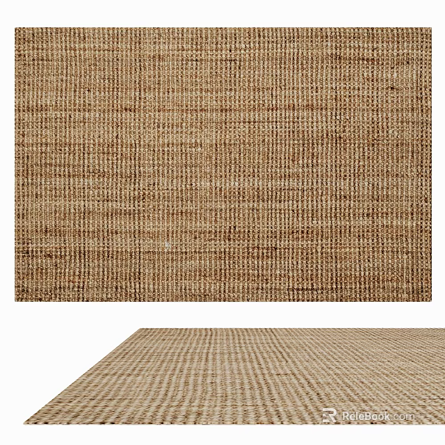 Square Brown Woven Natural Fiber Rug With Durable Texture For Living Room Home Decor 3d model 