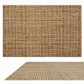 Square Brown Woven Natural Fiber Rug With Durable Texture For Living Room Home Decor