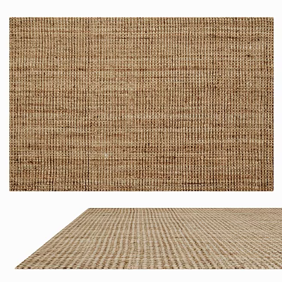 Square Brown Woven Natural Fiber Rug With Durable Texture For Living Room Home Decor 3d model