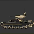 Modern Military Tank with Sand Colored Armor Tracks Turret and Weapon System