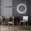 Modern Dining Table Set With Stylish Chairs And Round Moon Lighting Interior Design 3d model