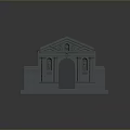 Scenic Classical Architectural Model With Archway Sculptures Pediment And Detailed Structure