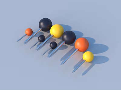Various Colored Round Head Push Pins Daily Necessities For Home Office Use 3d model