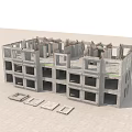 Unfinished Multi Storey Concrete Building Structure With Floors And Columns Under Construction 3d model