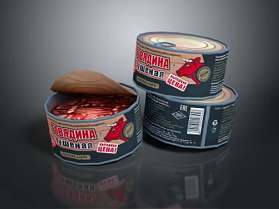 Savory Canned Meat Pate Food Product with Traditional Recipe and Classic Packaging 3d model
