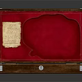 Elegant Jewelry Decor Set in Open Wooden Box with Red Velvet Lining and Silver Trim