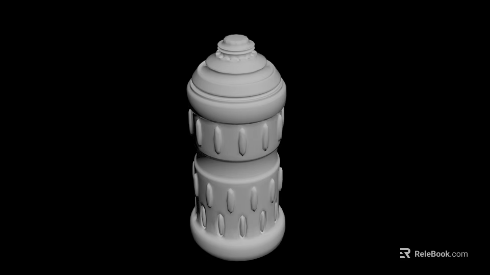 White Modern Abstract Sculpture Carving With Multi Layered Structure And Textured Grooves 3d model 