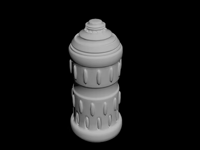 White Modern Abstract Sculpture Carving With Multi Layered Structure And Textured Grooves 3d model