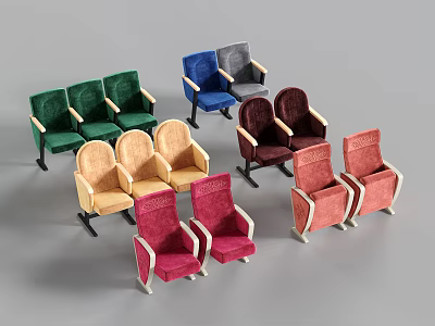 Colorful Armchairs Collection With Green Blue Yellow Red And Brown Tones 3d model