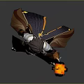 Fantasy Game Character Wearing Brown Purple Coat Holding Yellow Flower Shaped Creature