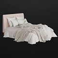 Cozy Double Bed With Pink Headboard White Pillows Light Colored Blanket And White Bed Sheets