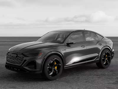 Audi Black SUV Coupe With Sleek Body Sporty Wheels And Yellow Brake Calipers 3d model