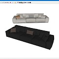 Modern three-seat sofa leather sofa 3d model