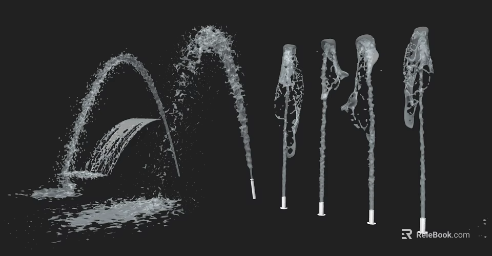 Modern Decorative Fountain Featuring Multiple Water Jets And Dynamic Flow Patterns 3d model 
