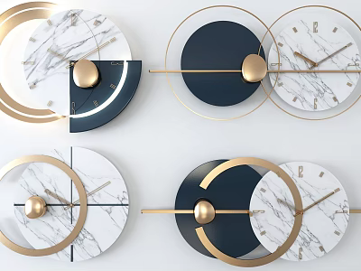 Modern Elegant Wall Decor With Marble Circular Design And Gold Accents 3d model