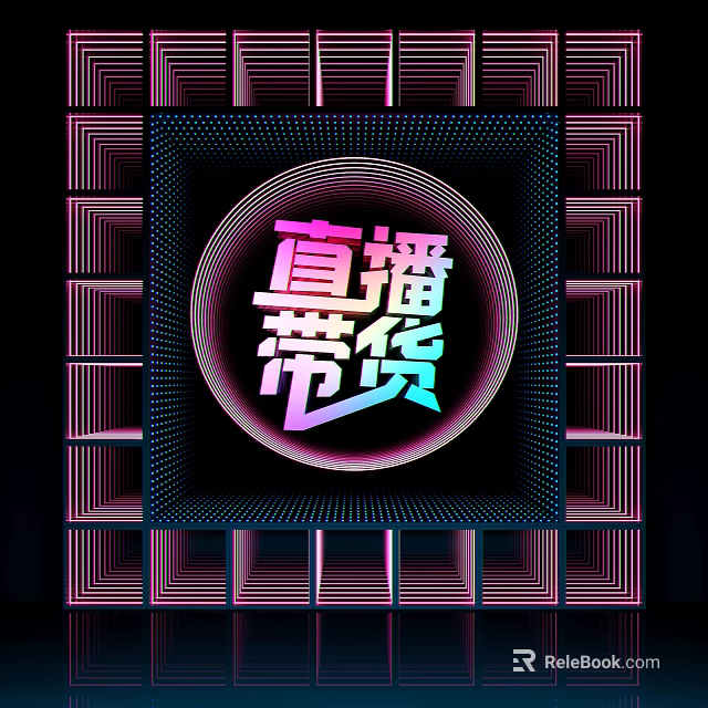 Commercial Live Streaming Equipment for E-commerce with Neon Lighting Setup 3d model