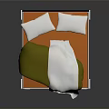 Modern Bed With Orange Mattress Green White Comforter White Pillows Black Headboard And Metal Frame