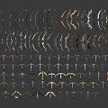 Various Types of Weapons Including Swords Axes and Daggers in Display Collection