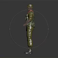 3D Model Character In Khaki Jumpsuit With Red Scarf Green Vest And Boots