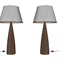 Modern Two Wooden Table Lamps With Cream Fabric Shades And Sleek Design