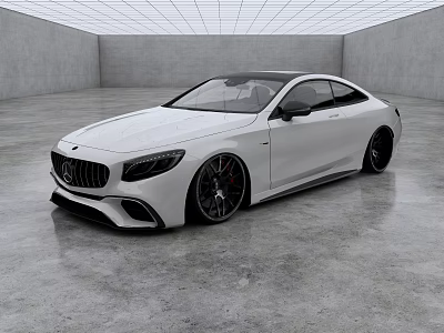 Modern White Coupe Car With Sleek Body And Black Wheels In Minimalist Indoor Space 3d model