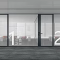 Modern Office Meeting Rooms Featuring Glass Partitions And Numbered Signs