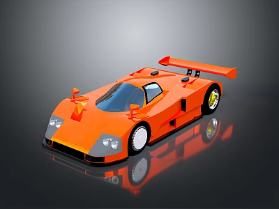 Orange Sports Car With Streamlined Body Rear Wing And Shiny Reflective Surface 3d model