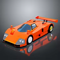Orange Sports Car With Streamlined Body Rear Wing And Shiny Reflective Surface