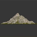 3D Rendered Mountain Terrain With Rocky Surface And Green Grass Area