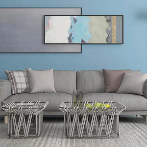 Nordic Double Sofa Double Fabric Sofa 3d model