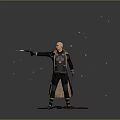 Cosmic Space Warrior In Armored Suit Holding Laser Weapon With Energy Trails