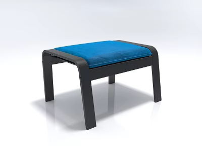 Modern Stool With Black Metal Frame And Blue Cushion Seat 3d model
