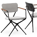 Modern Dining Table Set With Concrete Base Wooden Tabletop And Black Metal Chairs