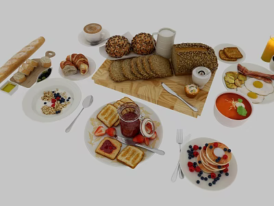 Modern Food Western Breakfast 3d model Modern Food Western Breakfast 3d model