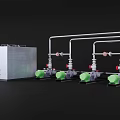 Modern Industrial Equipment With White Machine Body Connecting Pipes And Green Valves