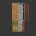 Wooden Wardrobe With Open Doors Shelves And Drawers Natural Wood Finish Design