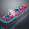 Red And Blue Cargo Ship Carrying Containers For Maersk Line