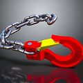 Durable Industrial Hardware Tools with Red Hook and Silver Chain for Lifting Applications