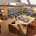 Modern Library Book Bar Reading Room Bookshelf Bookcase Bookshelf Display Cabinet 3d model