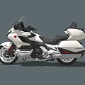 White Luxury Motorcycle with Streamlined Design and Storage Compartments on Black Background 3d model