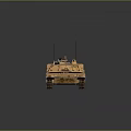 Rustic Yellow Tank With Turret Cannon Antennas And Tracks On Dark Reflective Background