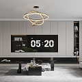 Modern Living Room TV Wall Design With White Black Panels Built in TV And Shelves
