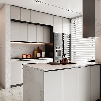 Modern open kitchen 3d model