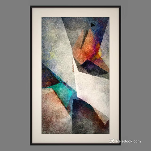 Abstract Geometric Painting With Vibrant Color Blends And Textured Art Design 3d model 