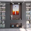 Modern Bookcase Interior Design With Multiple Shelves Books And Decorative Items 3d model