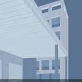 Modern Industrial Factory Exterior With Gray White Building Parking Lot Cars Green Lawn And Trees