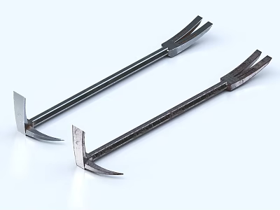 Steel Hardware Tools With Long Handle And Curved Head For Demolition Work 3d model