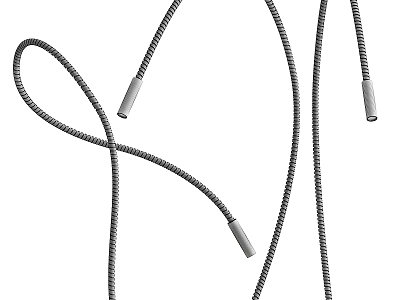 Floor Lamp with Flexible Gray Braided Cable and Curved Design 3d model