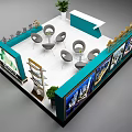 Ankang Northwest Exhibition Booth Design with Tables Chairs Displayed Images Map and Potted Plant